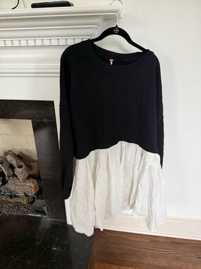 Free People Eleanor Tunic Black and White Sweatshirt Dress